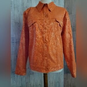 Christopher & Banks orange lightweight jacket size XL button down